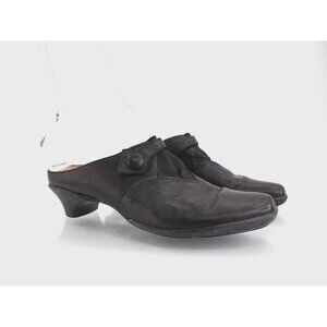 Think! Black Leather Mules Comfort Slip On Clog Shoe Womens 40 9 Comfort